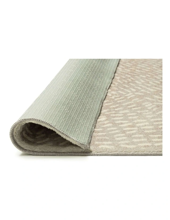 MISS AMARA  SUNITA GREY CREAM CIRCLE DOT PATTERN WASHABLE RUG image 3