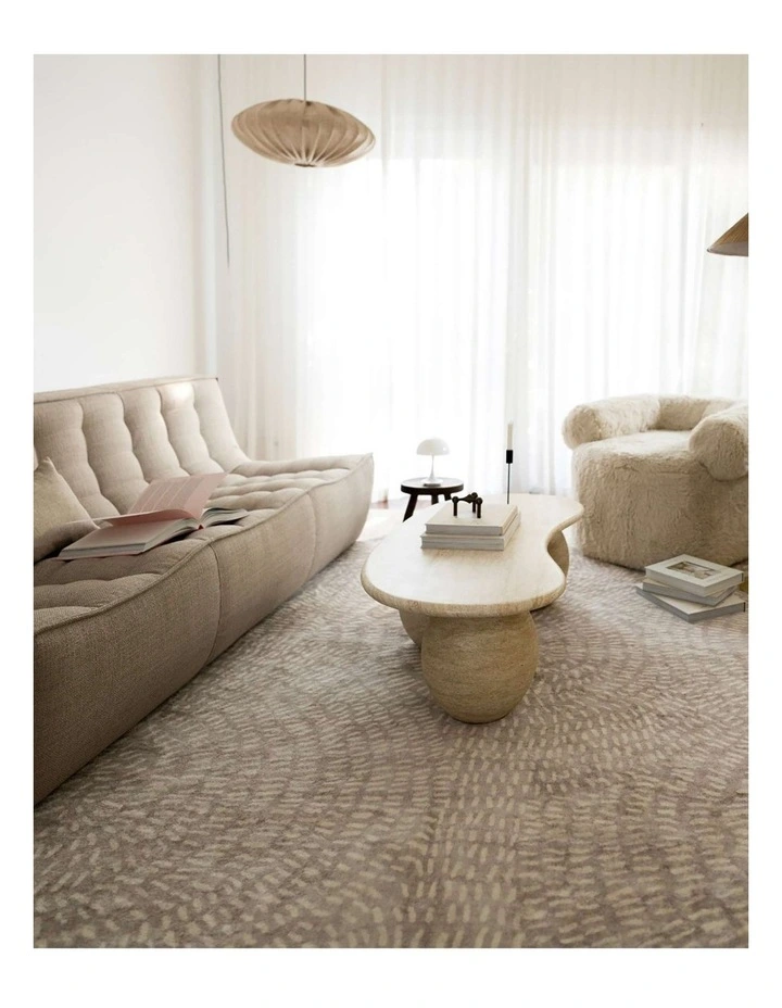 MISS AMARA  SUNITA GREY CREAM CIRCLE DOT PATTERN WASHABLE RUG image 6