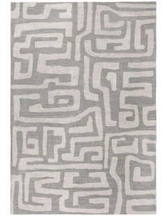 LOOPSIE ALBERC GREY AND BEIGE AZTEC WASHABLE RUG