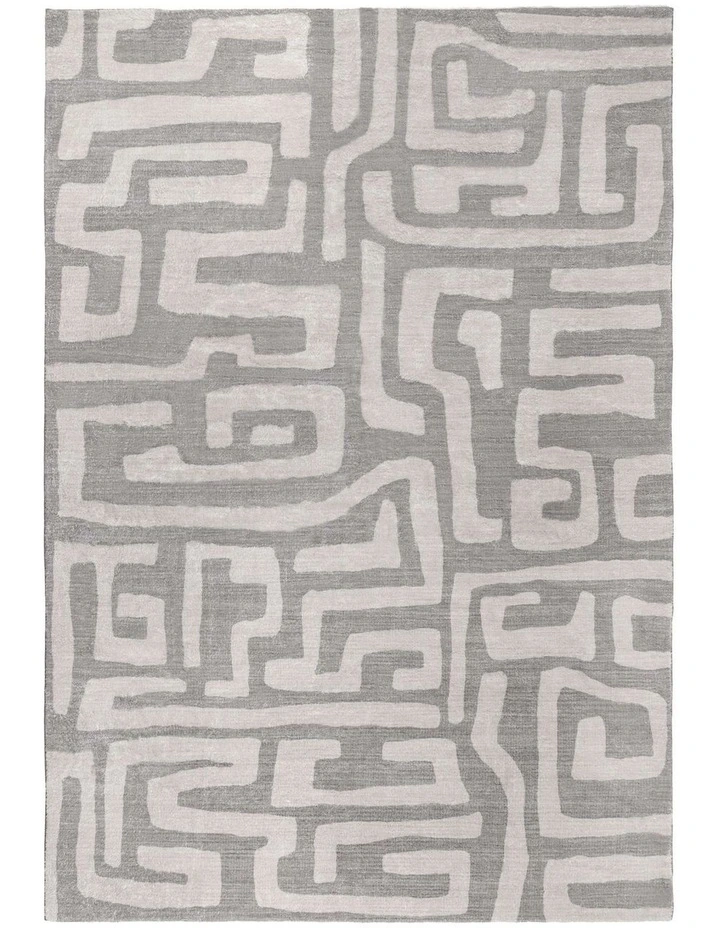 LOOPSIE  ALBERC GREY AND BEIGE AZTEC WASHABLE RUG image 1