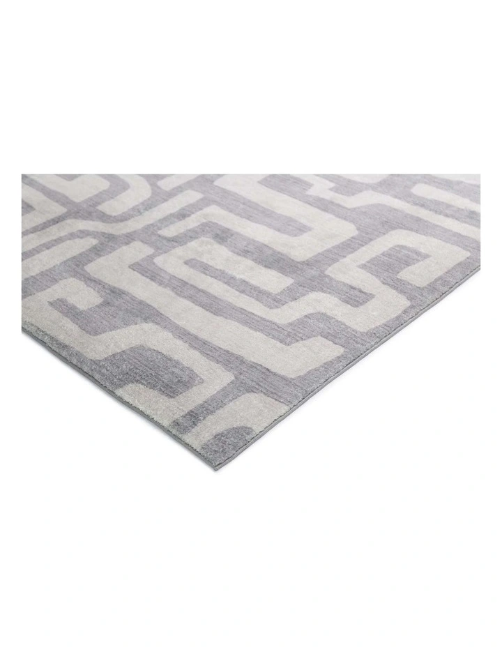 LOOPSIE  ALBERC GREY AND BEIGE AZTEC WASHABLE RUG image 2