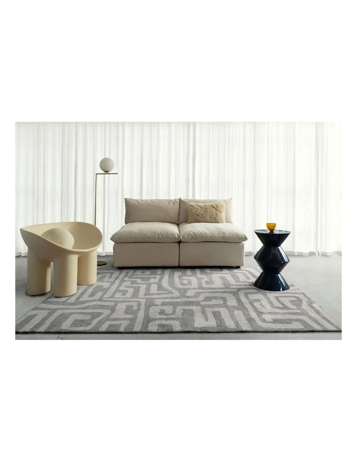 LOOPSIE  ALBERC GREY AND BEIGE AZTEC WASHABLE RUG image 6