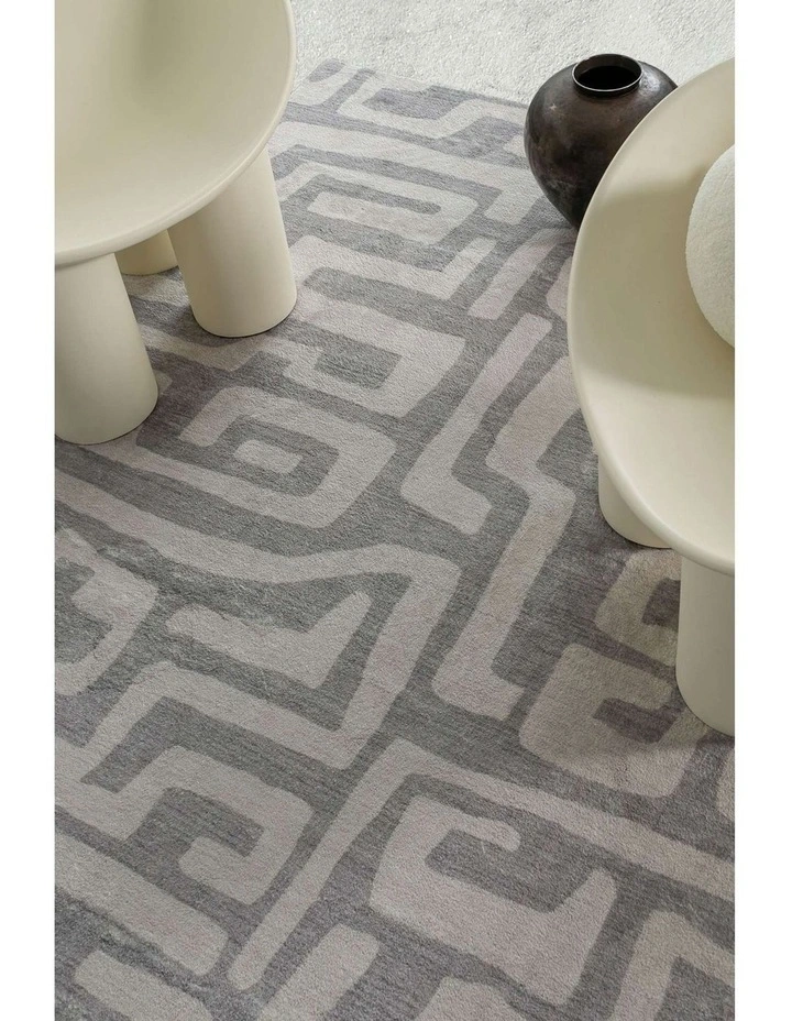 LOOPSIE  ALBERC GREY AND BEIGE AZTEC WASHABLE RUG image 7