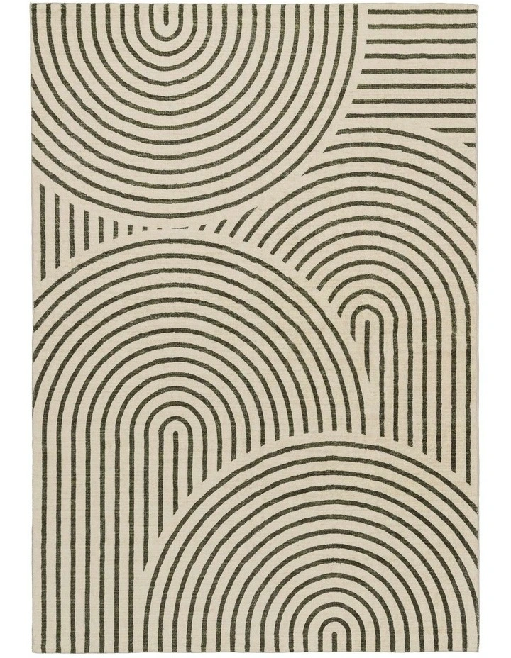 LOOPSIE  AKKO GREEN AND CREAM ARCH WASHABLE RUG image 1
