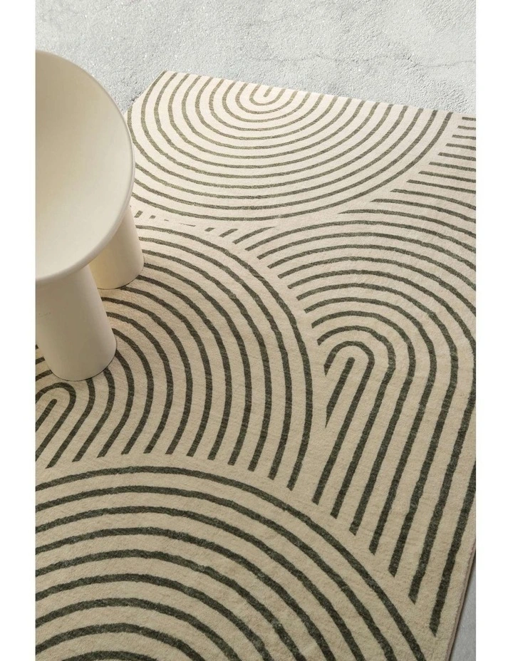 LOOPSIE  AKKO GREEN AND CREAM ARCH WASHABLE RUG image 7