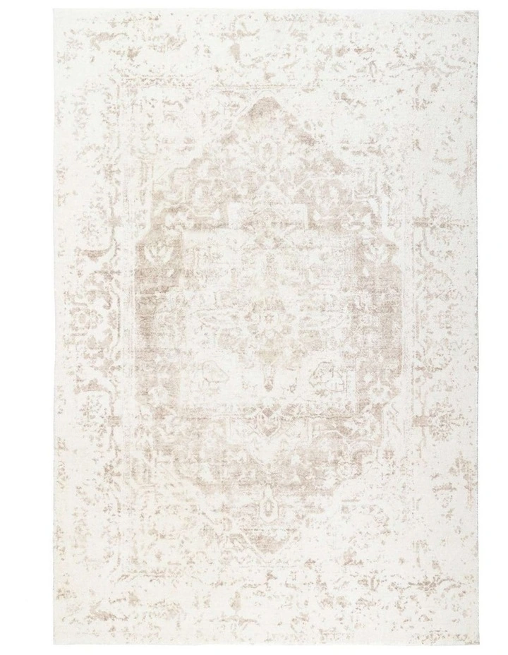 MISS AMARA  CABANELA CREAM AND BEIGE DISTRESSED WASHABLE RUG image 1
