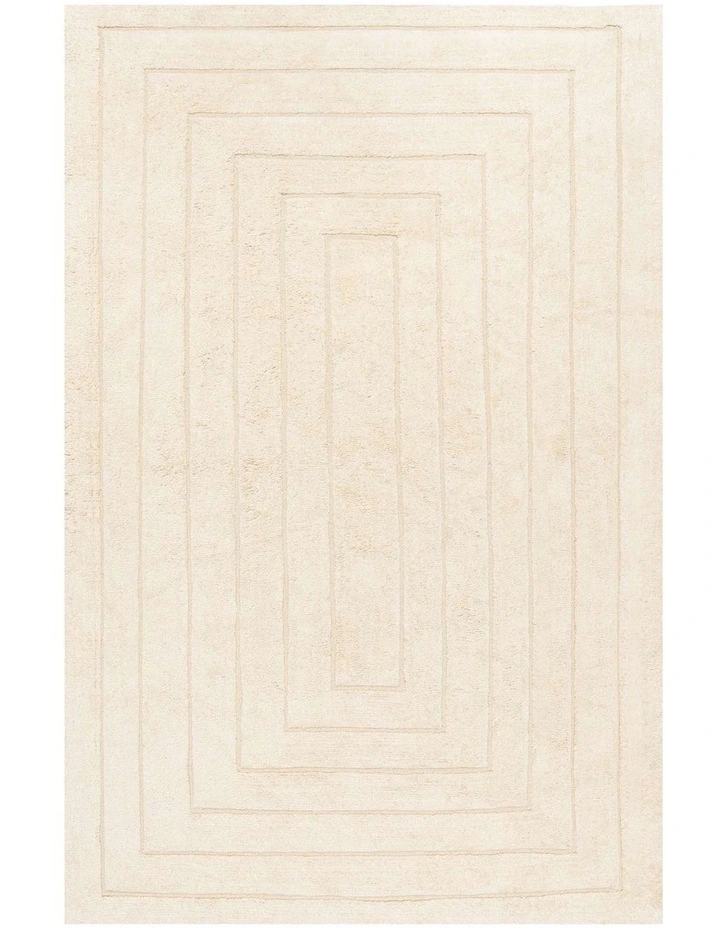 MISS AMARA  ALLISON CREAM BEIGE MODERN COTTON WASHABLE RUG image 1