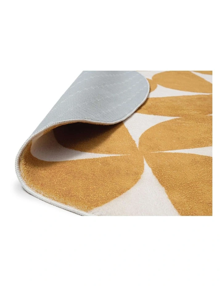 LOOPSIE  ALMERE GOLD AND IVORY GEOMETRIC WASHABLE ROUND RUG image 2