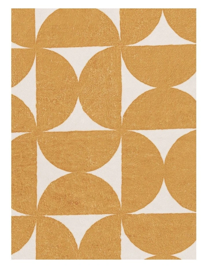 LOOPSIE  ALMERE GOLD AND IVORY GEOMETRIC WASHABLE ROUND RUG image 4