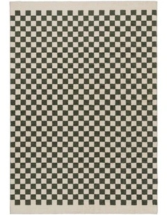 LOOPSIE MALIBU GREEN AND CREAM CHECKERED WASHABLE RUG