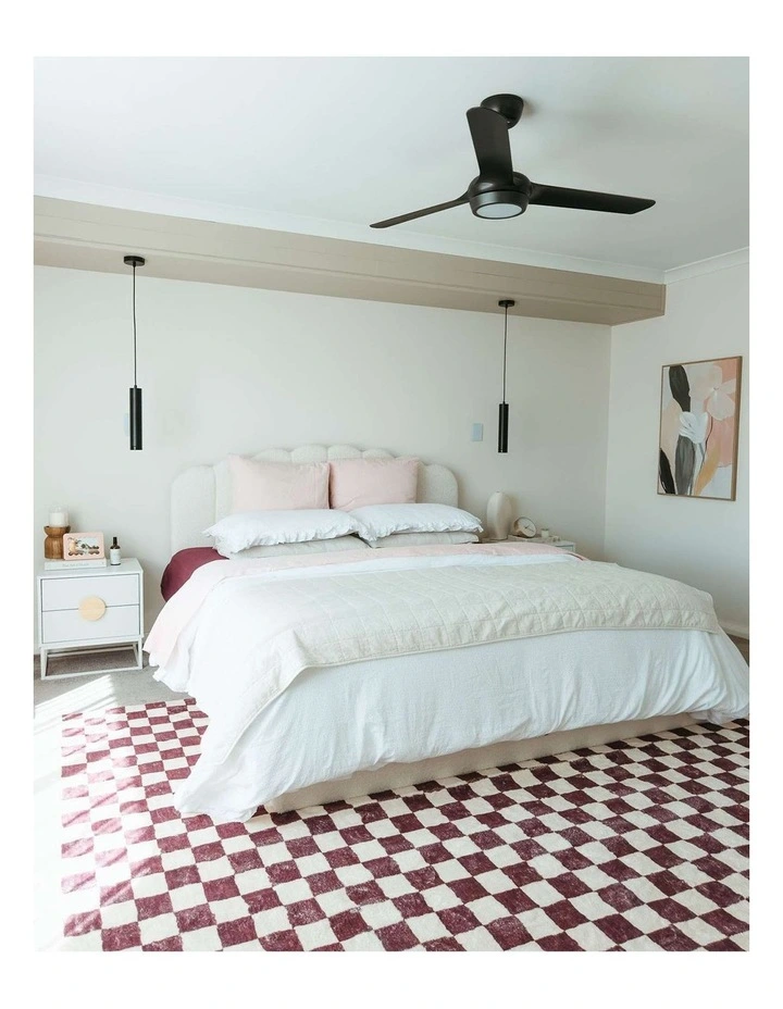 LOOPSIE HERMOSA BURGUNDY AND CREAM CHECKERED WASHABLE RUG image 7
