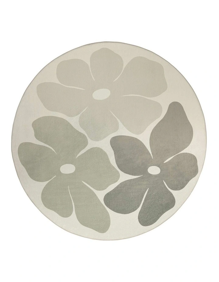 MISS AMARA  RORY GREY GREEN FLOWERS ROLLIE POLLIE ROUND PLAYMAT image 1
