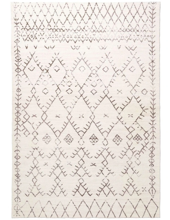MISS AMARA  KARMINA BROWN AND CREAM ABSTRACT TRIBAL WASHABLE RUG image 1