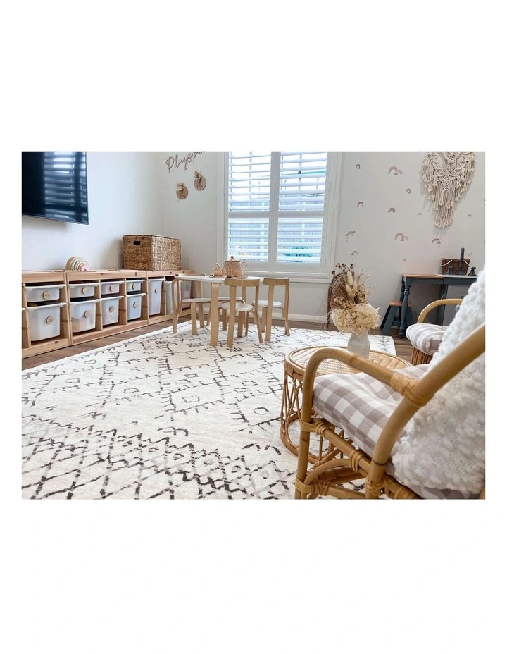 MISS AMARA  KARMINA BROWN AND CREAM ABSTRACT TRIBAL WASHABLE RUG image 6