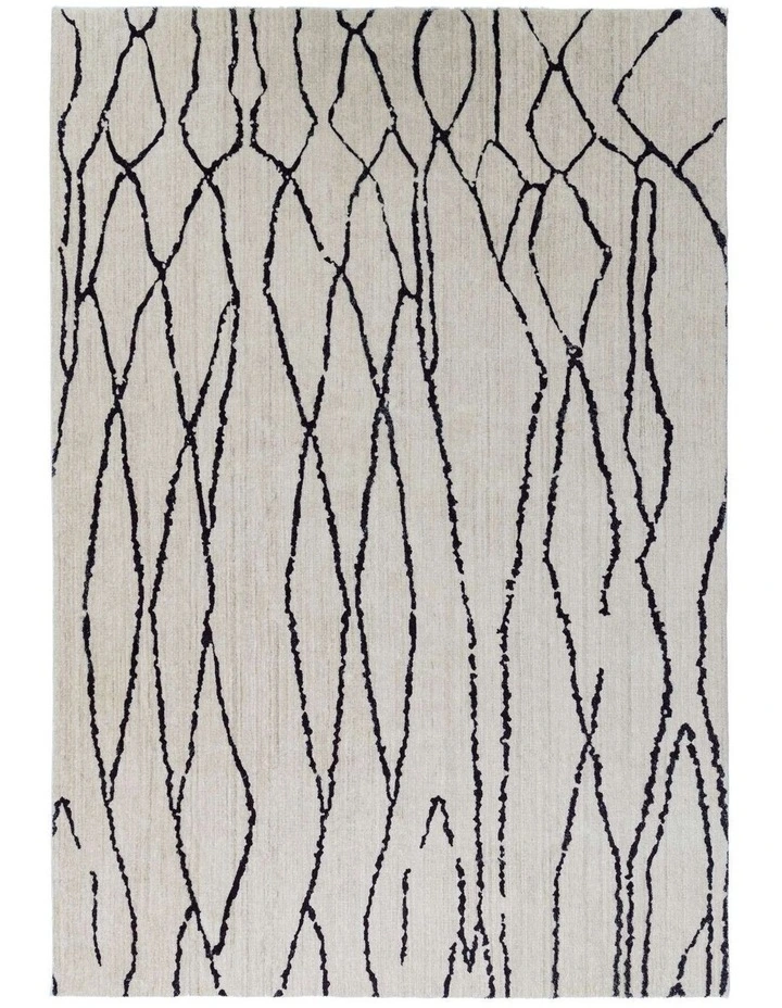 LOOPSIE  TUTU BEIGE AND BLACK LINED WASHABLE RUG image 1