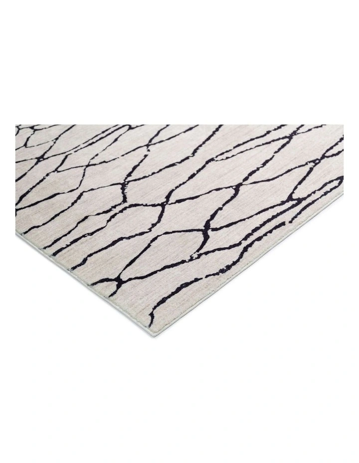 LOOPSIE  TUTU BEIGE AND BLACK LINED WASHABLE RUG image 2