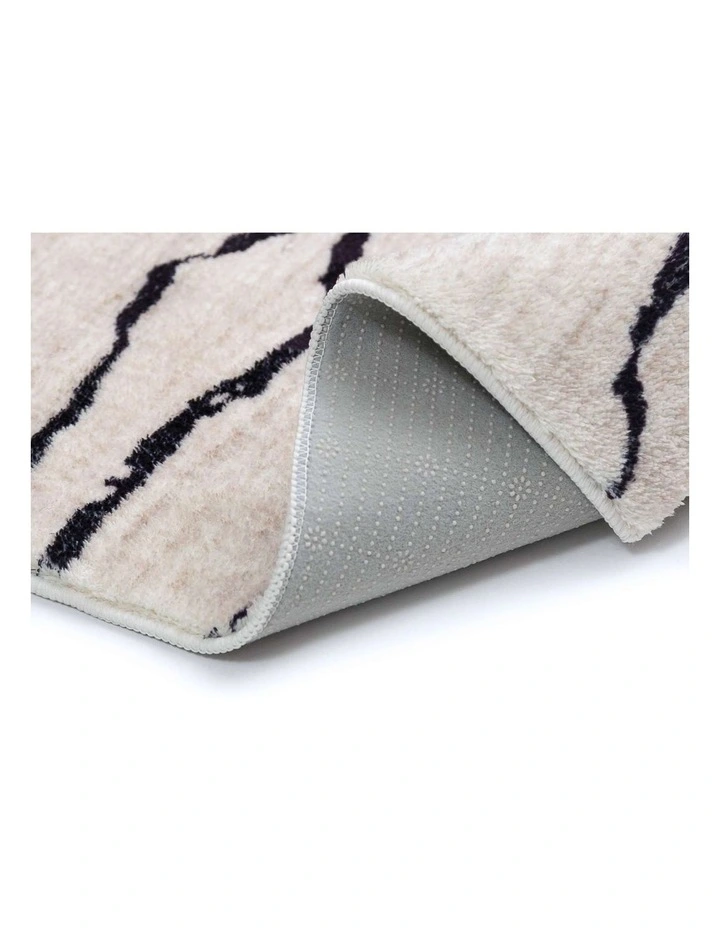 LOOPSIE  TUTU BEIGE AND BLACK LINED WASHABLE RUG image 3