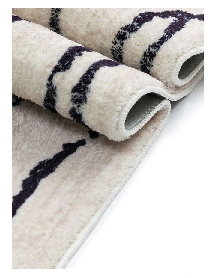 LOOPSIE  TUTU BEIGE AND BLACK LINED WASHABLE RUG image 4
