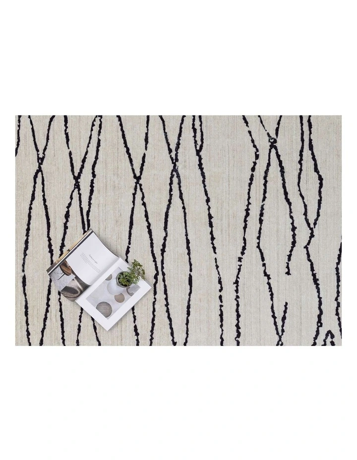 LOOPSIE  TUTU BEIGE AND BLACK LINED WASHABLE RUG image 5