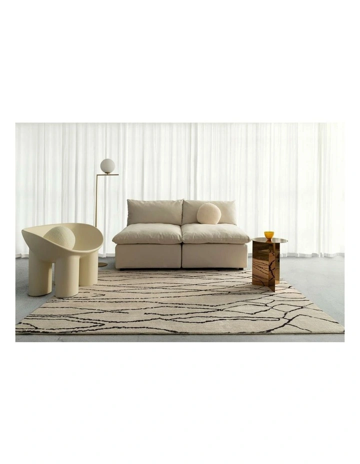 LOOPSIE  TUTU BEIGE AND BLACK LINED WASHABLE RUG image 6