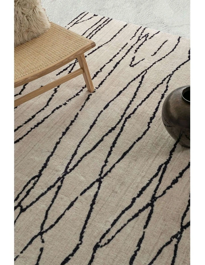 LOOPSIE  TUTU BEIGE AND BLACK LINED WASHABLE RUG image 7