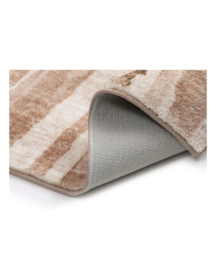 LOOPSIE  VINKI BEIGE AND CREAM STIPED WASHABLE RUG image 3