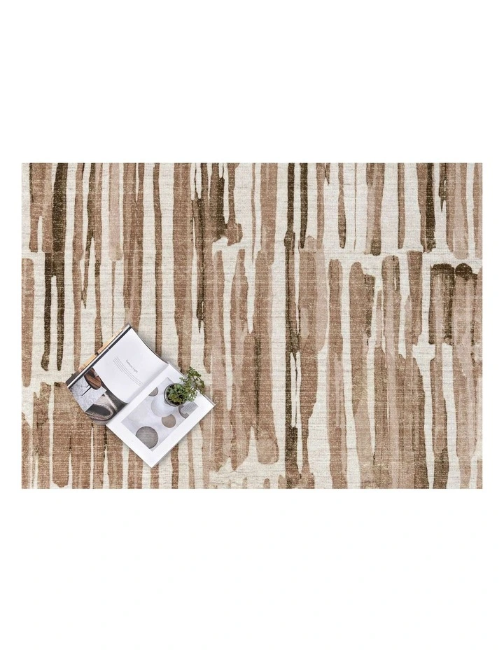 LOOPSIE  VINKI BEIGE AND CREAM STIPED WASHABLE RUG image 5
