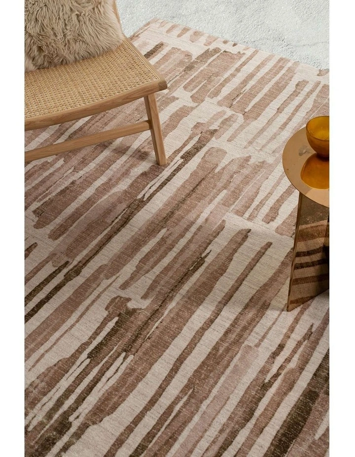 LOOPSIE  VINKI BEIGE AND CREAM STIPED WASHABLE RUG image 7