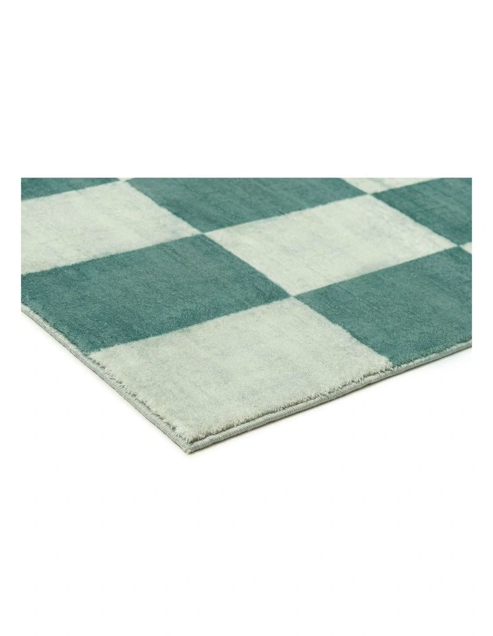 MISS AMARA  STEFFI GREEN CHECKERED WASHABLE RUG image 2