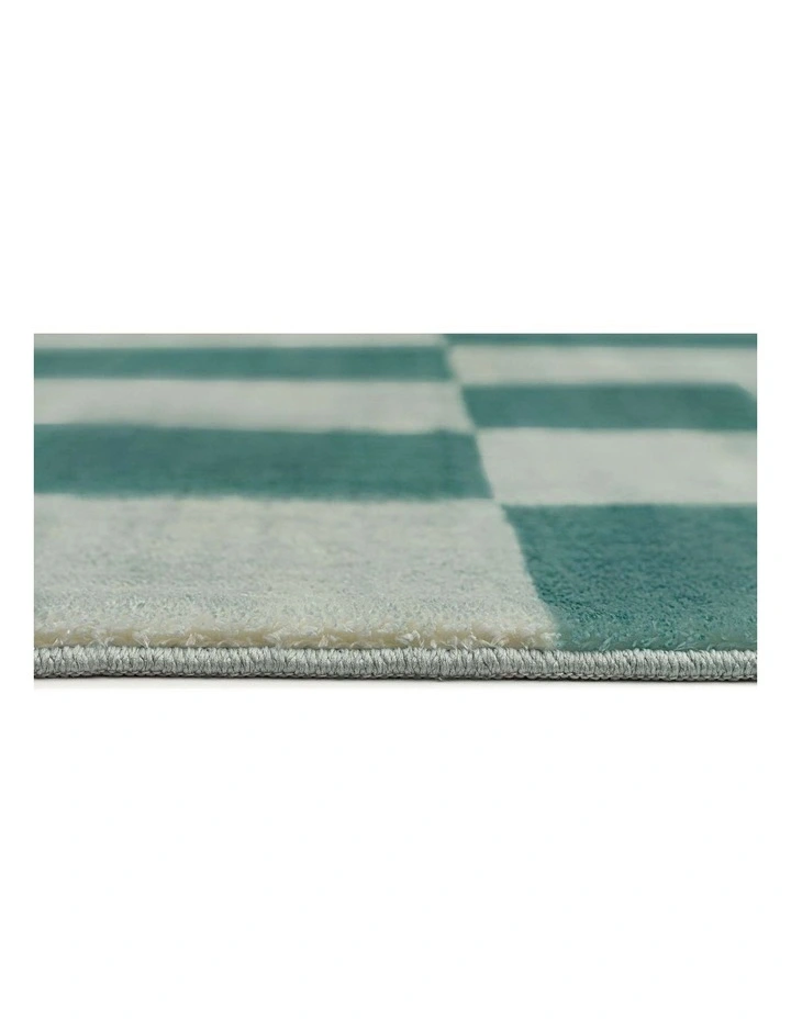 MISS AMARA  STEFFI GREEN CHECKERED WASHABLE RUG image 4