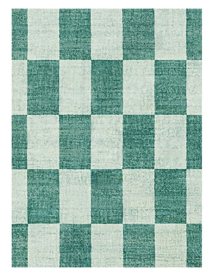 MISS AMARA  STEFFI GREEN CHECKERED WASHABLE RUG image 5