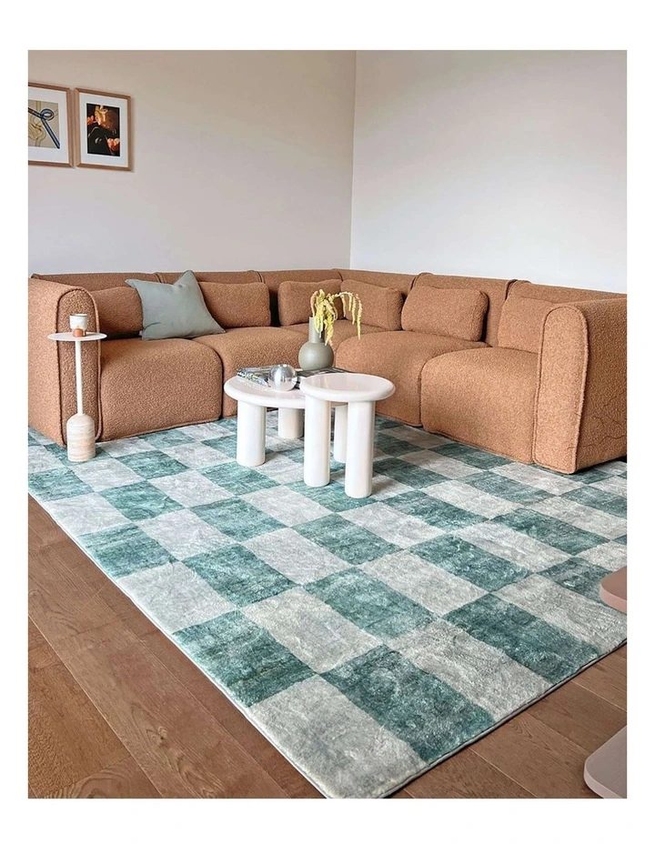 MISS AMARA  STEFFI GREEN CHECKERED WASHABLE RUG image 6