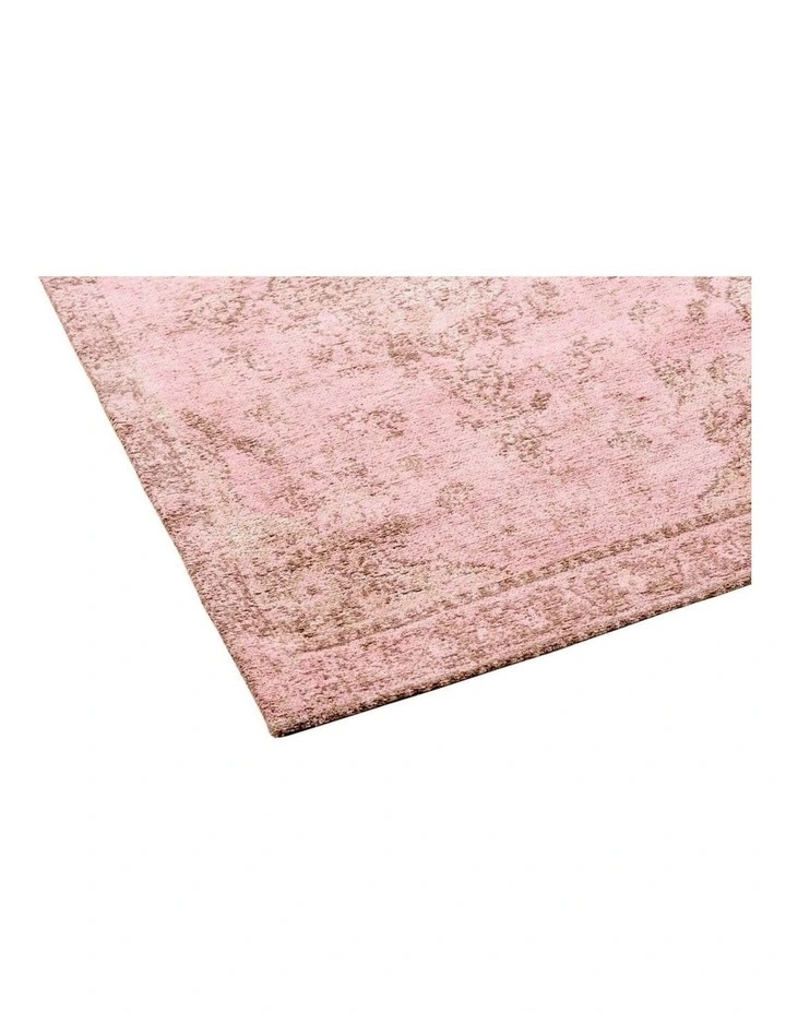 MISS AMARA  SAHARA TURKISH STYLE PINK DISTRESSED MEDALLION RUNNER RUG image 2