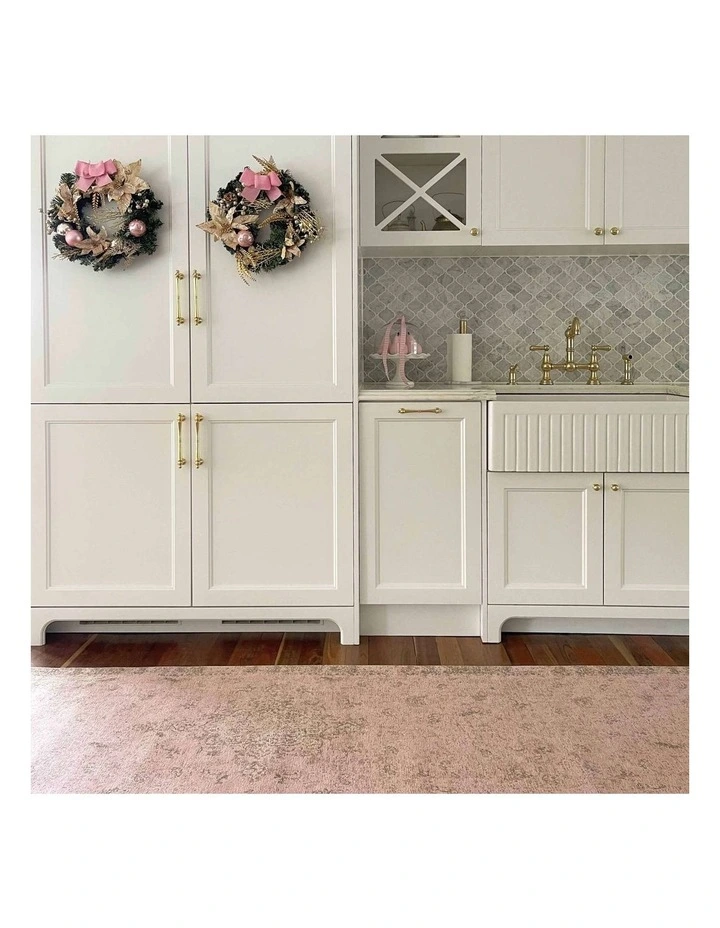 MISS AMARA  SAHARA TURKISH STYLE PINK DISTRESSED MEDALLION RUNNER RUG image 5