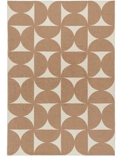 LOOPSIE  ROUSHAM BROWN AND CREAM GEOMETRIC WASHABLE RUG