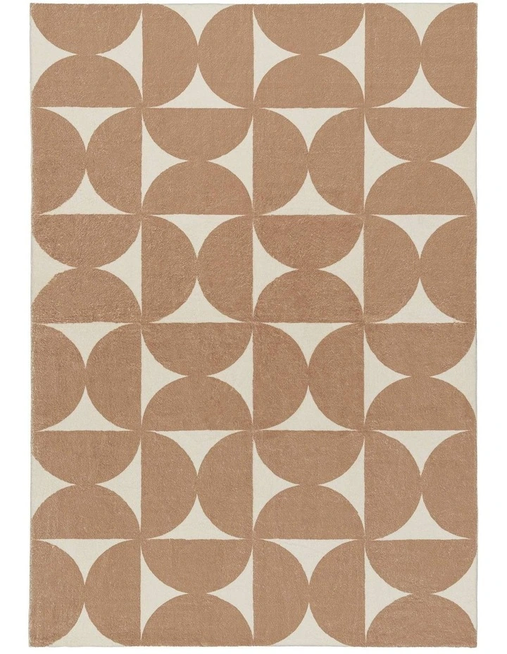 LOOPSIE ROUSHAM BROWN AND CREAM GEOMETRIC WASHABLE RUG image 1