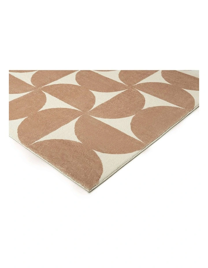 LOOPSIE ROUSHAM BROWN AND CREAM GEOMETRIC WASHABLE RUG image 2