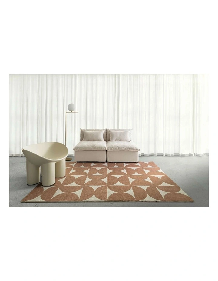 LOOPSIE ROUSHAM BROWN AND CREAM GEOMETRIC WASHABLE RUG image 6