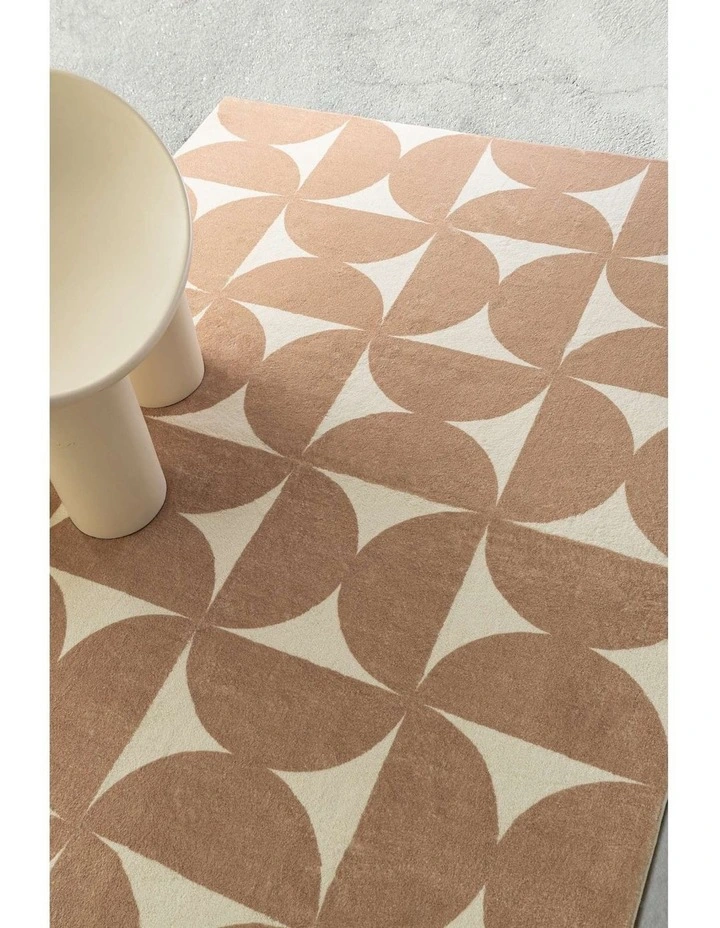 LOOPSIE ROUSHAM BROWN AND CREAM GEOMETRIC WASHABLE RUG image 7