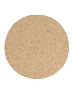 MISS AMARA  MALIA BEIGE BRAIDED FLATWEAVE INDOOR OUTDOOR ROUND RUG