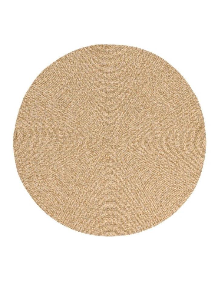 MISS AMARA MALIA BEIGE BRAIDED FLATWEAVE INDOOR OUTDOOR ROUND RUG image 1