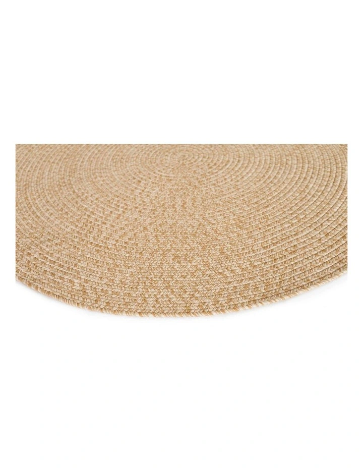 MISS AMARA MALIA BEIGE BRAIDED FLATWEAVE INDOOR OUTDOOR ROUND RUG image 2