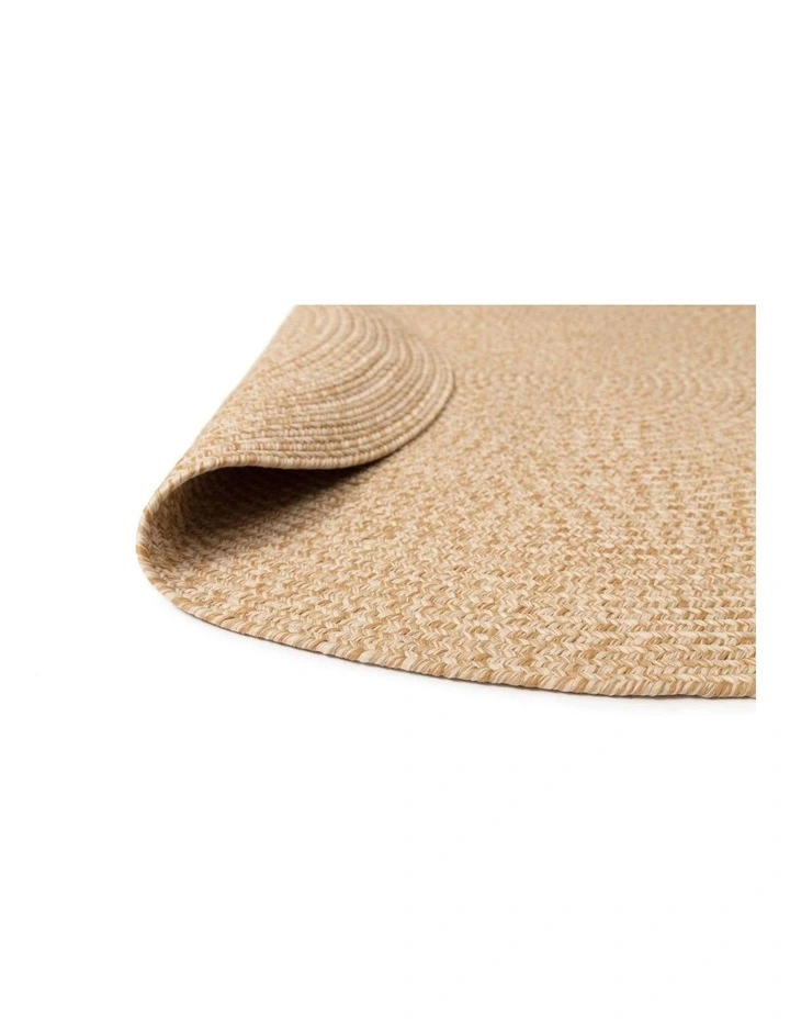 MISS AMARA MALIA BEIGE BRAIDED FLATWEAVE INDOOR OUTDOOR ROUND RUG image 3