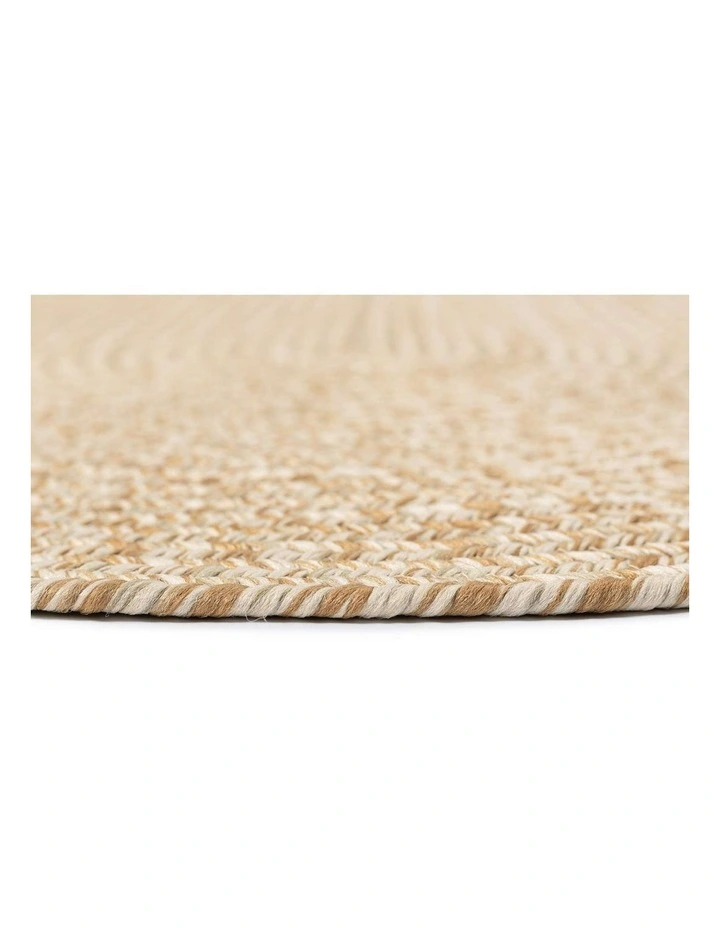 MISS AMARA MALIA BEIGE BRAIDED FLATWEAVE INDOOR OUTDOOR ROUND RUG image 4