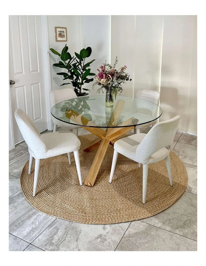 MISS AMARA MALIA BEIGE BRAIDED FLATWEAVE INDOOR OUTDOOR ROUND RUG image 7