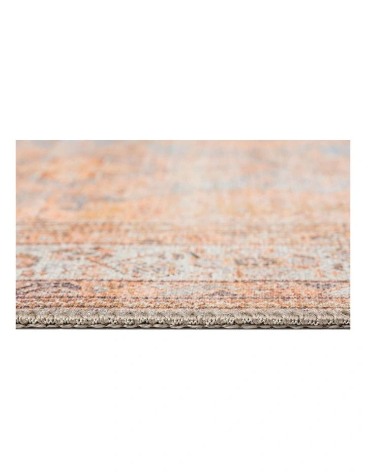 MISS AMARA  NAREM PINK ORANGE AND BLUE TRADITIONAL DISTRESSED WASHABLE RUG image 4