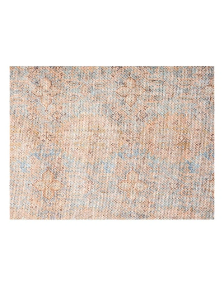 MISS AMARA  NAREM PINK ORANGE AND BLUE TRADITIONAL DISTRESSED WASHABLE RUG image 5