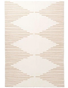 MISS AMARA  LYRA IVORY AND BROWN DIAMOND STRIPE WASHABLE RUG