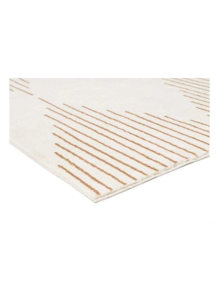 MISS AMARA  LYRA IVORY AND BROWN DIAMOND STRIPE WASHABLE RUG image 2