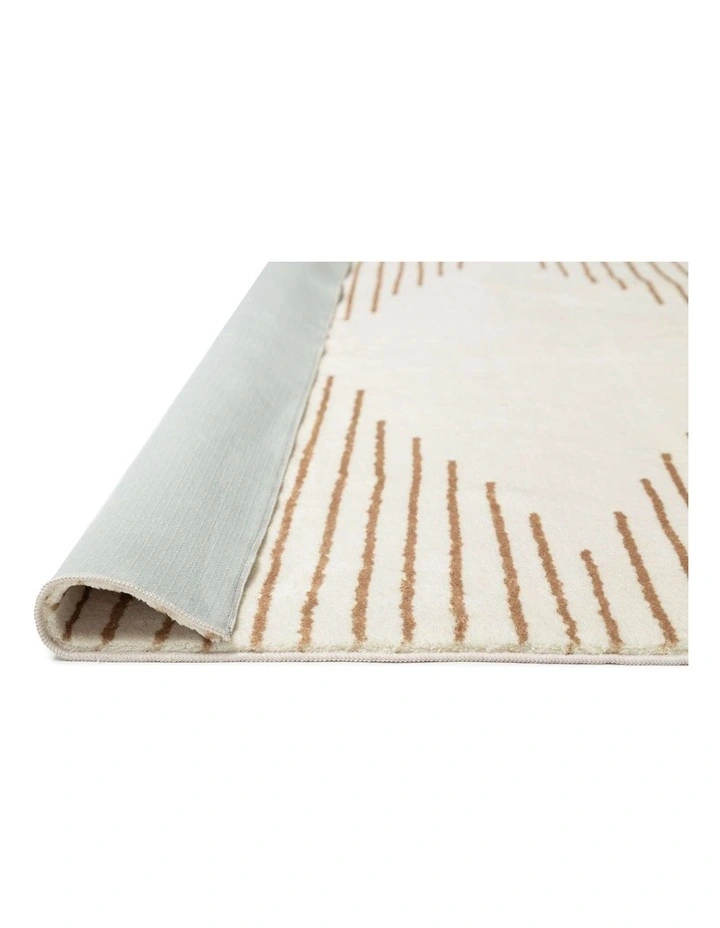 MISS AMARA  LYRA IVORY AND BROWN DIAMOND STRIPE WASHABLE RUG image 3